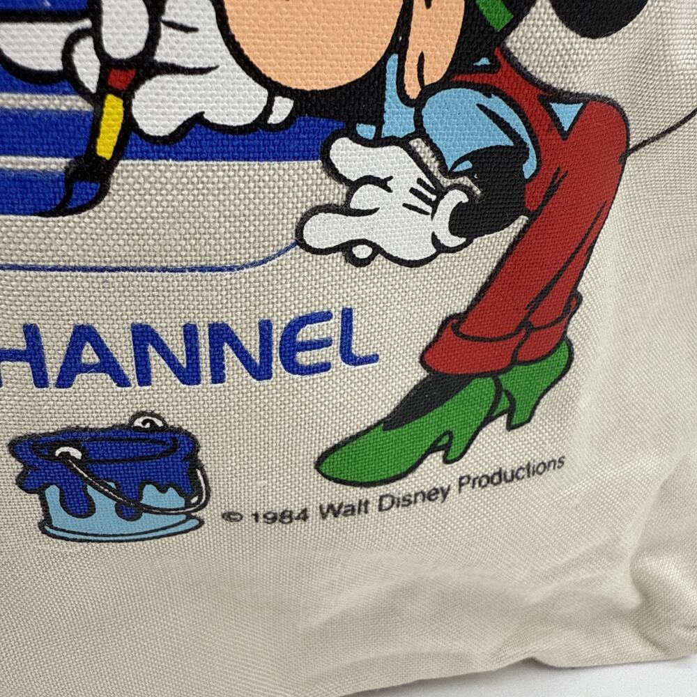 VTG The Disney Channel Mickey Minnie Mouse Donald Duck 1984 Tote Bag 80s - Picture 3 of 16